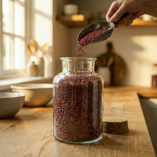 Jar filled with lentils